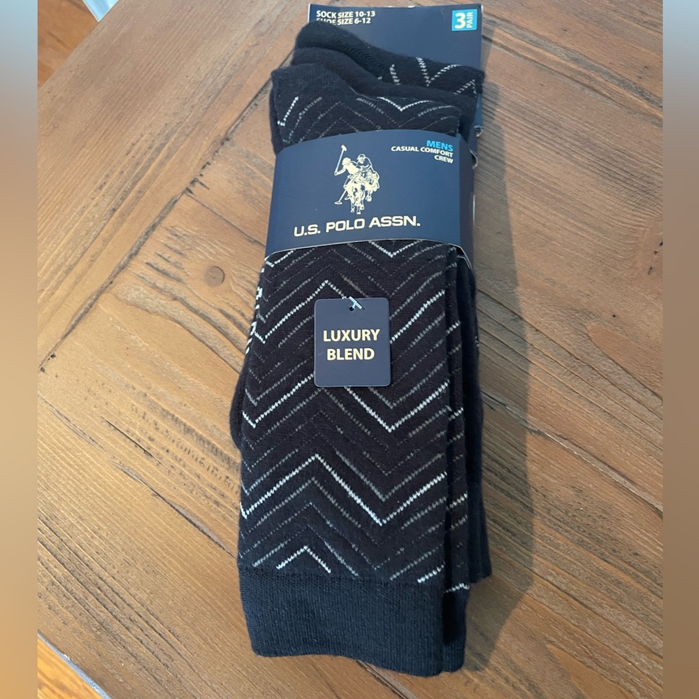 New, U.S. Polo Assn. Mens Casual Comfort Crew Socks, 3 pack socks